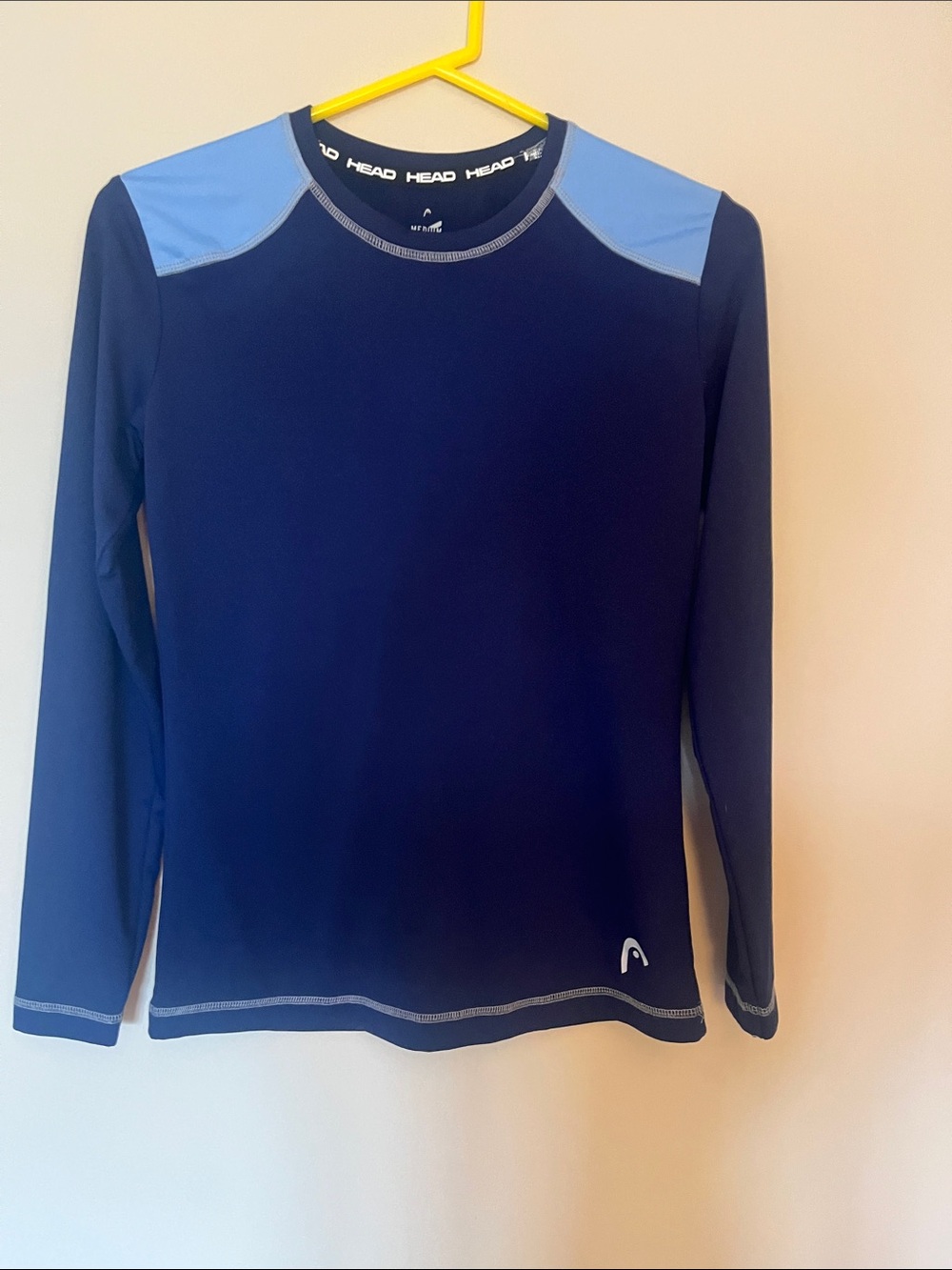 HEAD Women’s Long-Sleeve Navy Athletic Top with Light Blue Accents